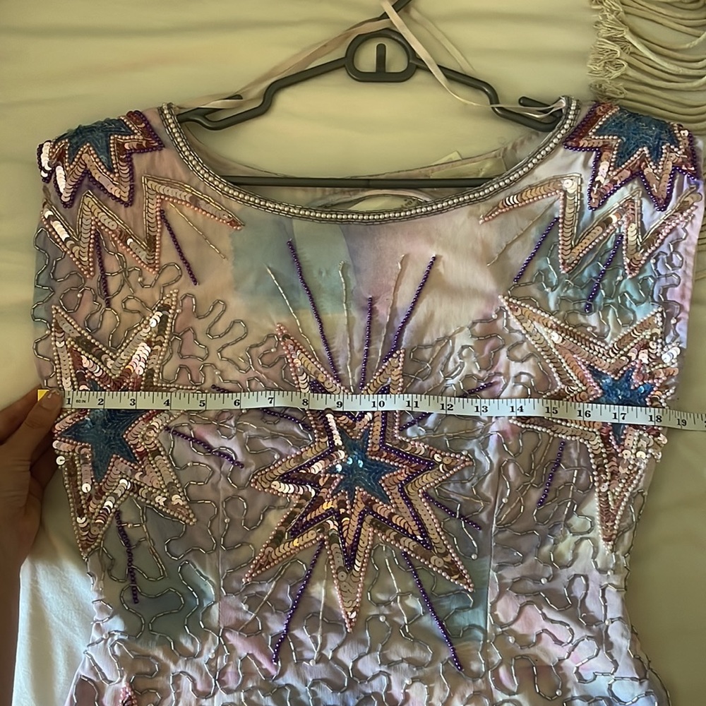 BRAND NEW LoveShackFancy Colville Beaded Sequin Celestial Star Dress in Purple - Picture 9 of 11